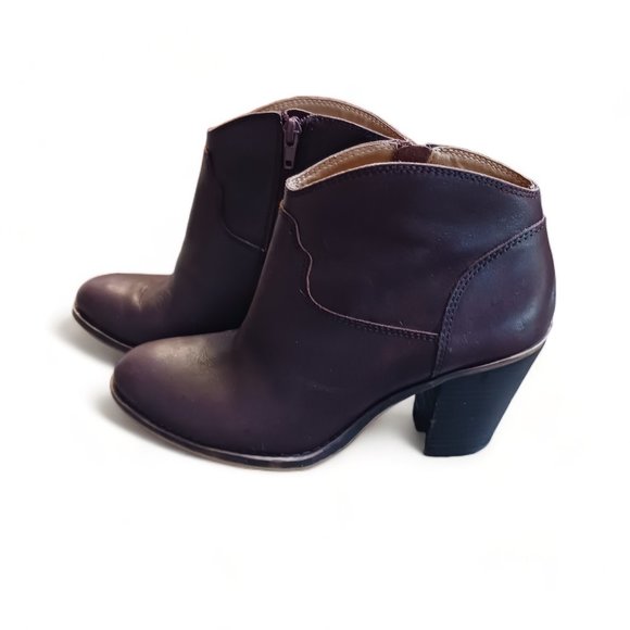 Lucky Brand Brown Leather  Western Style Stacked Heel Ankle Booties Size 8.5 - Picture 5 of 15